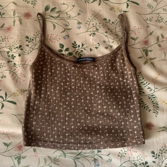 Brandy Melville Tops - Brandy Melville Brown floral cropped tank